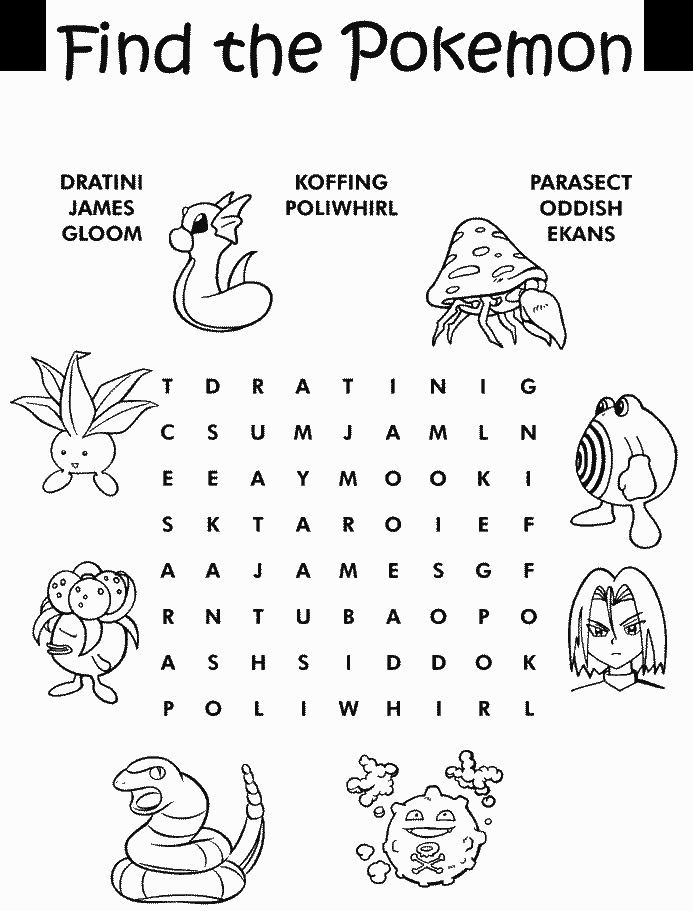 Pokemon | find the pokemon | pokemon coloring pages