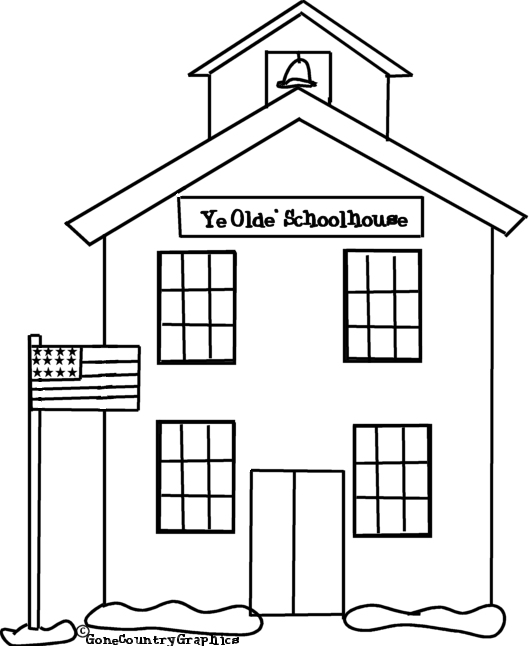  School House coloring pages, Coloring for kids, House