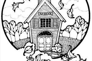 School House coloring pages, Coloring for kids, Old house