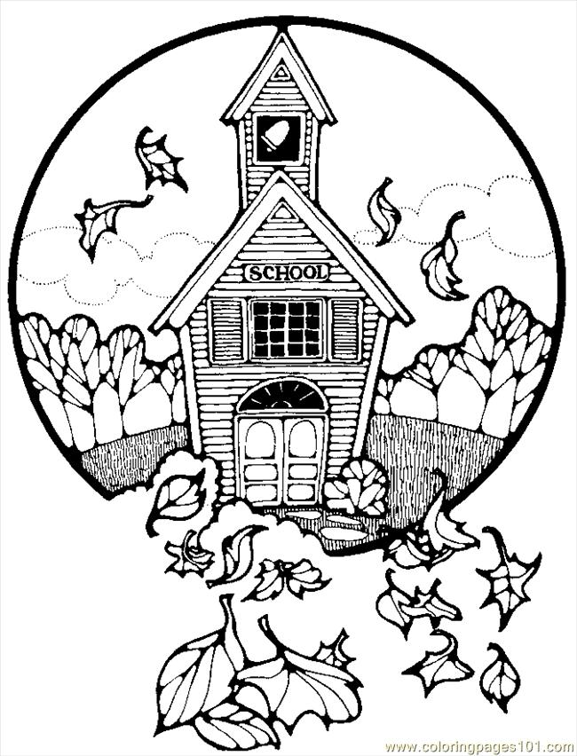  School House coloring pages, Coloring for kids, Old house