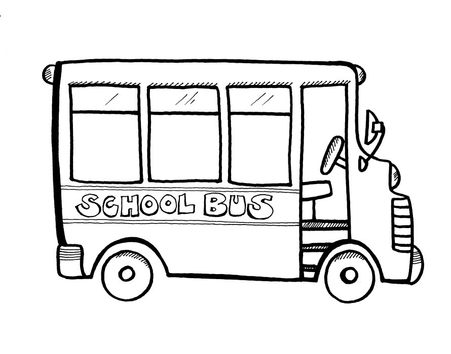  School House coloring pages, Coloring for kids, School bus