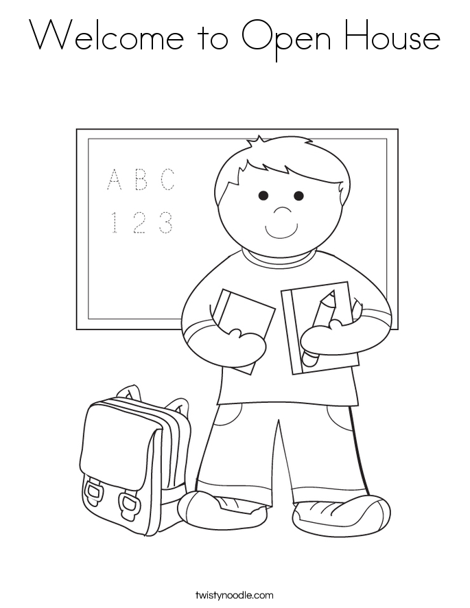  School House coloring pages, Coloring for kids, Welcome to open School
