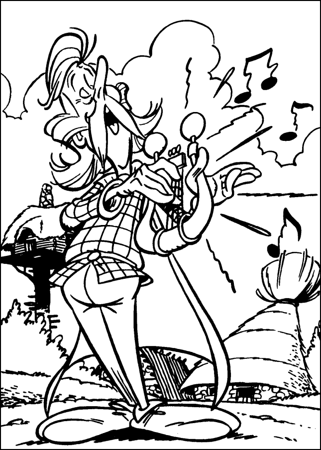 Singing Asterix and obelix coloring pages