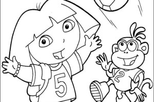Soccer Dora the Explorer coloring pages