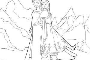 Two princess nature coloring pages for kids