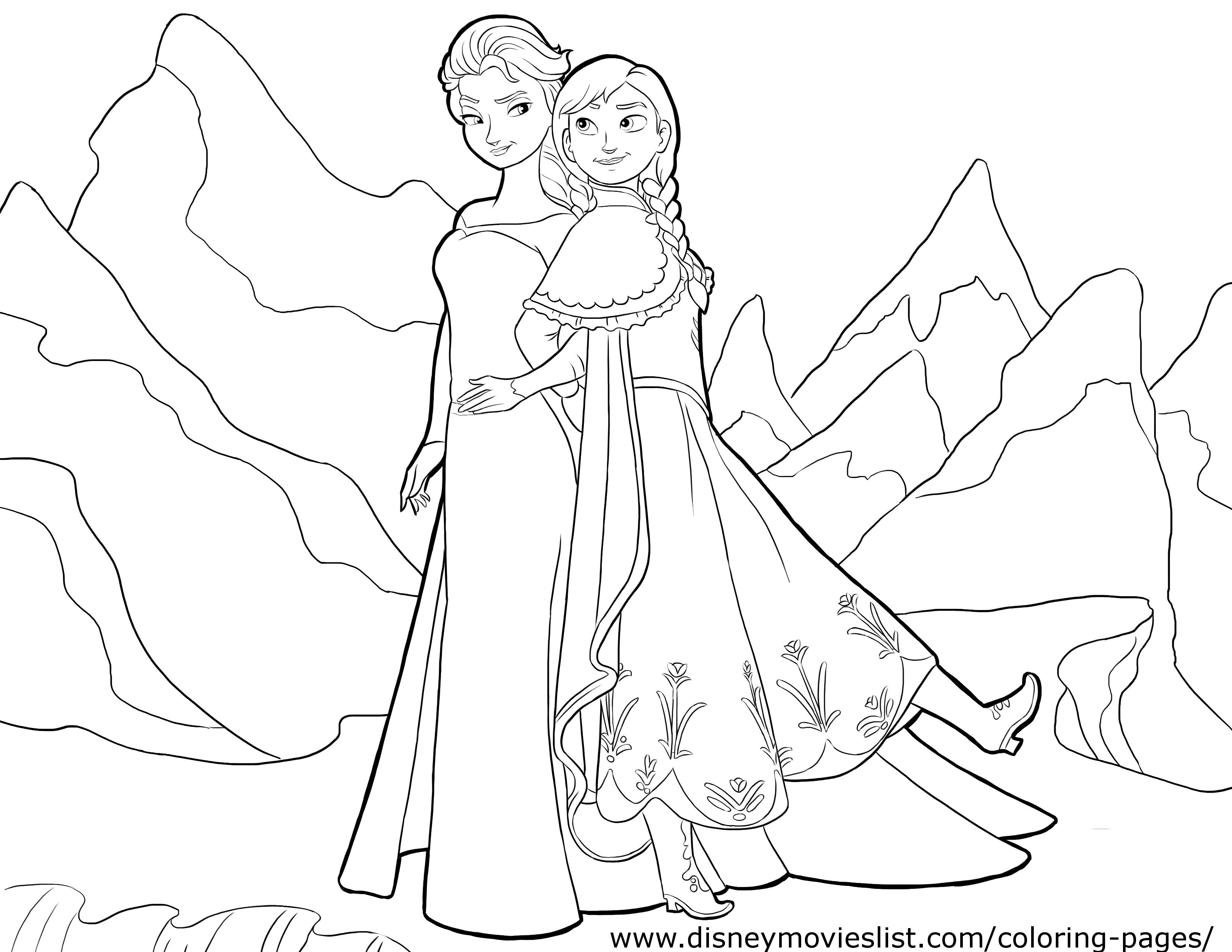  Two princess nature coloring pages for kids