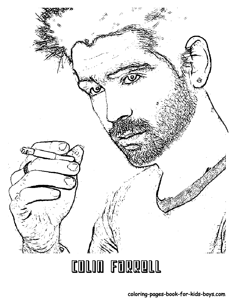Colin Farrell Hollywood Actors coloring pages