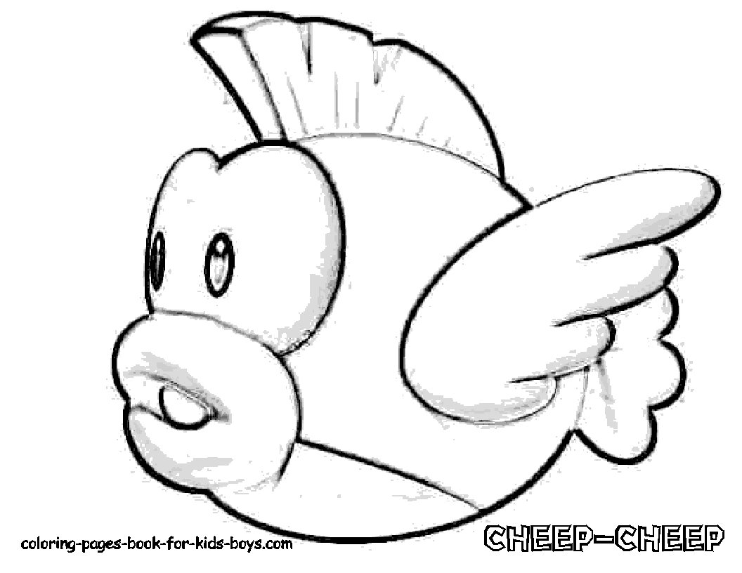 Fish with Mario coloring pages | Mario Bros games | Mario Bros coloring pages | color online