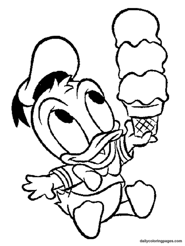  Ice cream Baby duck FREE Disney coloring pages