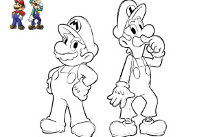 Luigi with Mario coloring pages | Mario Bros games | Mario Bros coloring pages | color online
