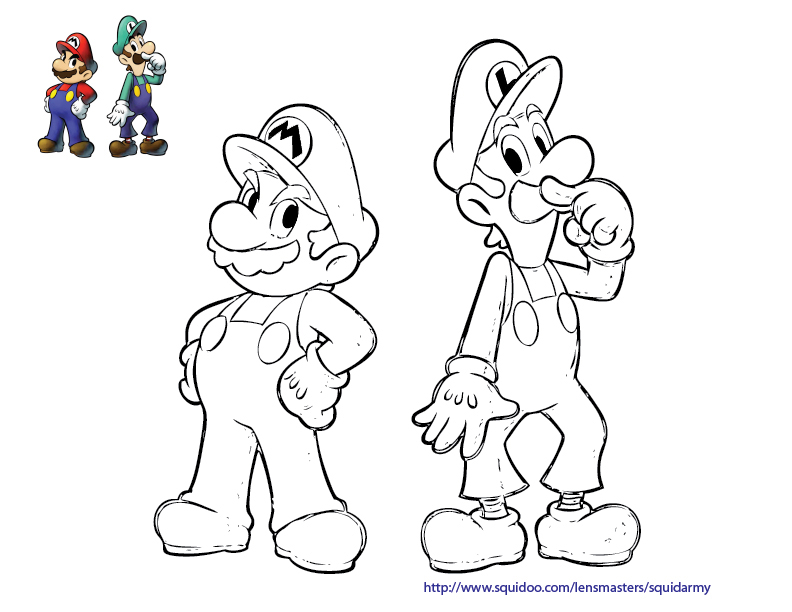  Luigi with Mario coloring pages | Mario Bros games | Mario Bros coloring pages | color online