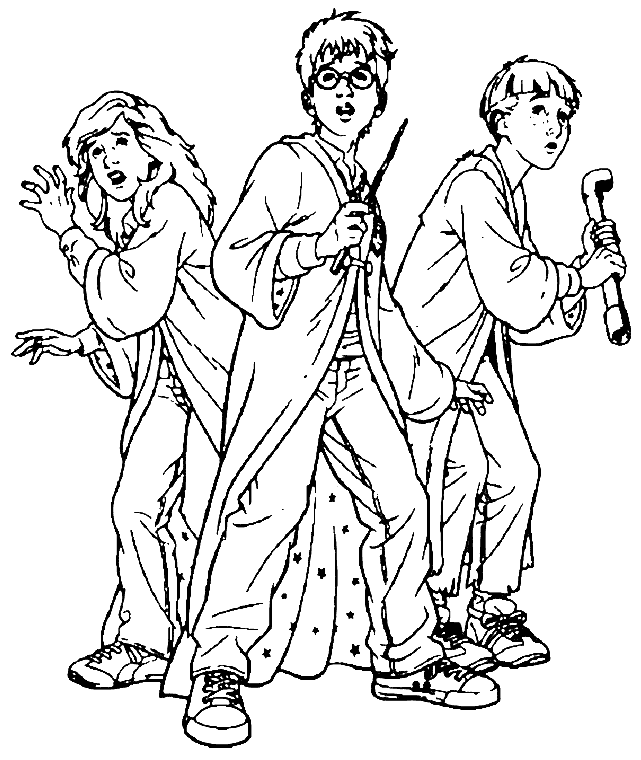 Young group Harry Potter coloring pages | color online