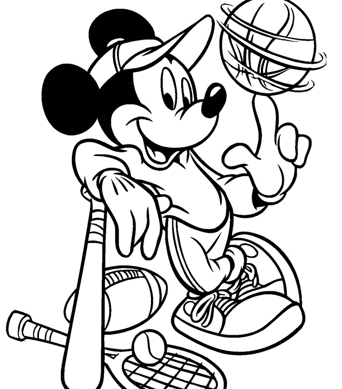 Training coloring pages | training Mickey Mouse All sports
