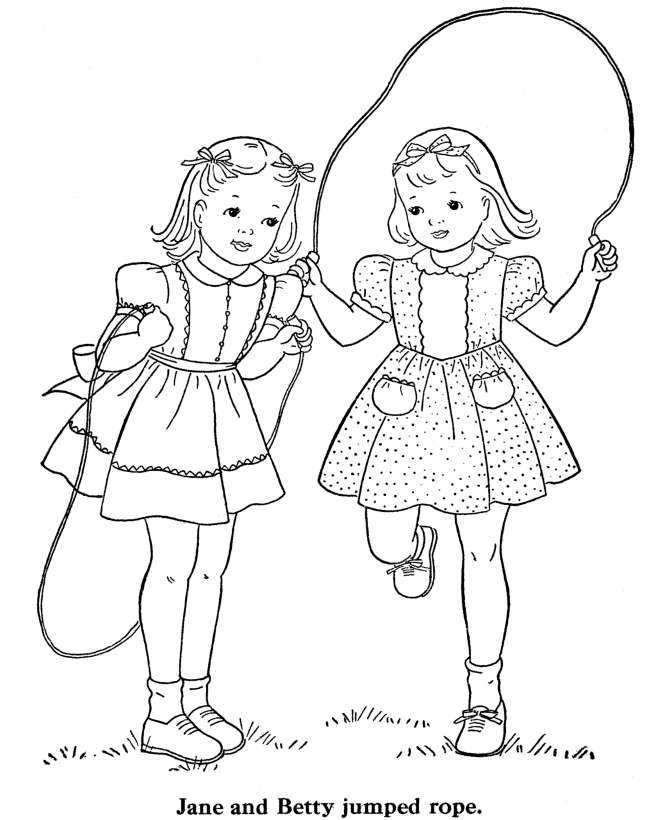 Two friends play Coloring pages for Girls