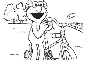 Bicycle Elmo coloring pages