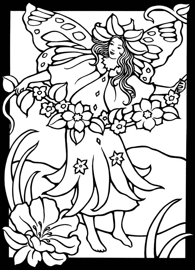  Fairies Stained Glass Coloring pages
