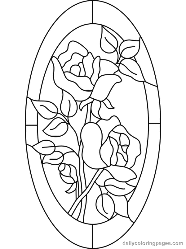  Flower Stained Glass Coloring pages