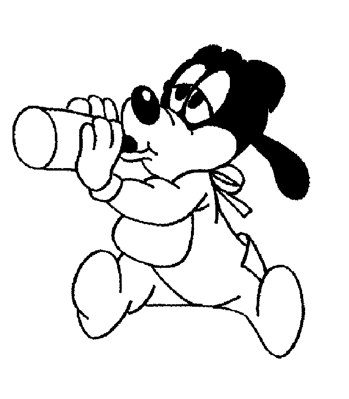 Little dog drink Disney Baby coloring pages