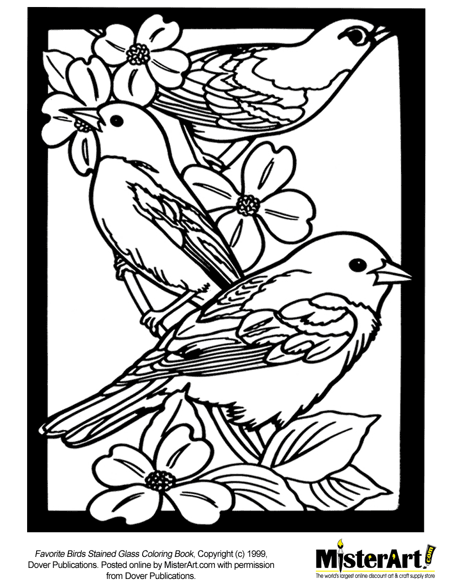Stained Glass Coloring pages Bird