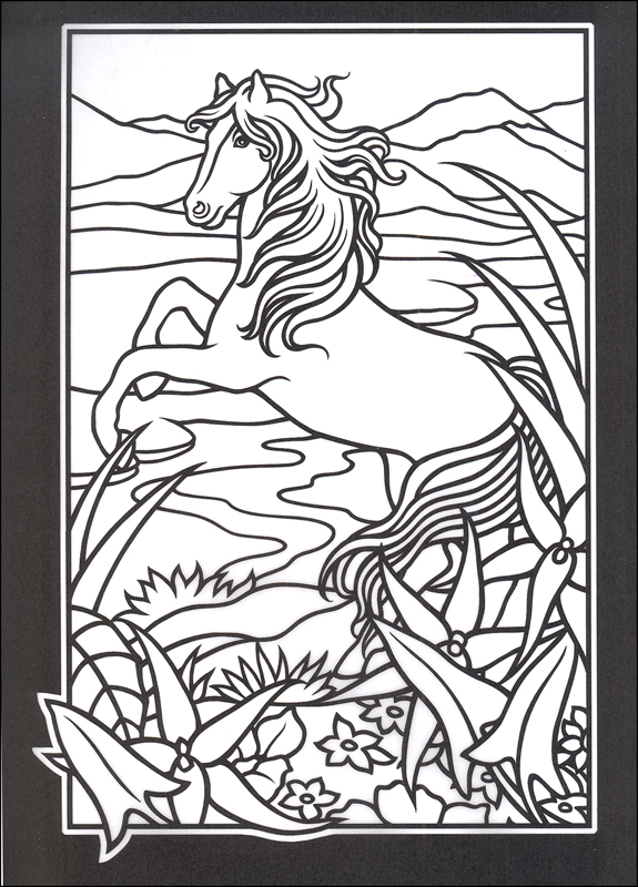  Stained Glass Coloring pages Horse
