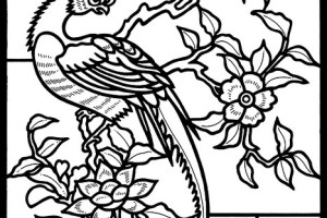 Stained Glass Coloring pages Little Bird