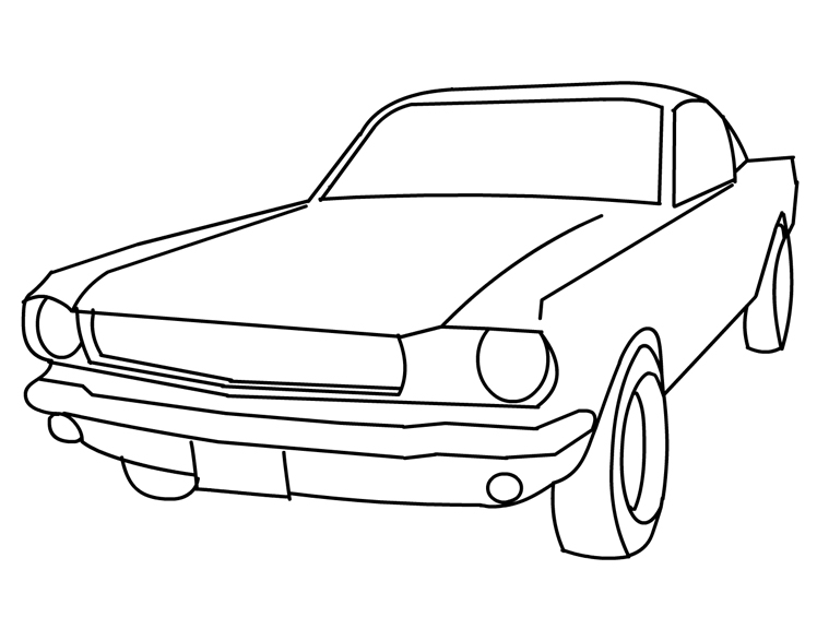  Vintage Ford Mustang Car Coloring pages