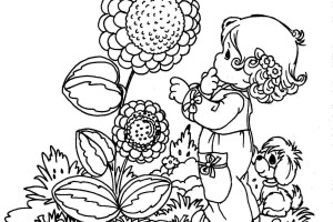 Spring Coloring Pages NATURE WITH BABY GIRLS