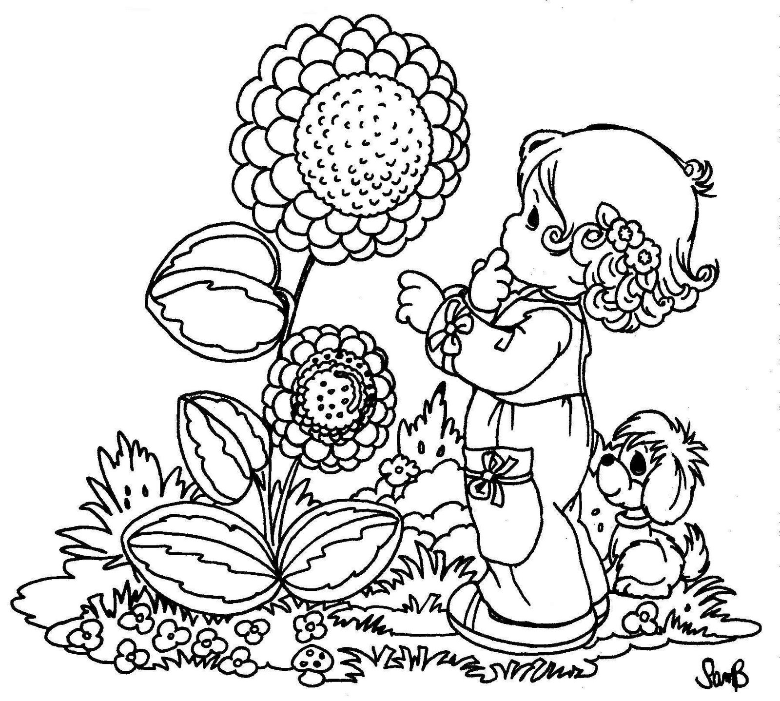  Spring Coloring Pages NATURE WITH BABY GIRLS