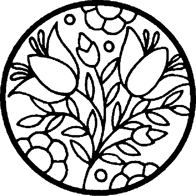  Spring Coloring Pages STAIN GLASS FLOWERS