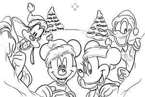 Disney coloring pages | Mickey family Winter snow