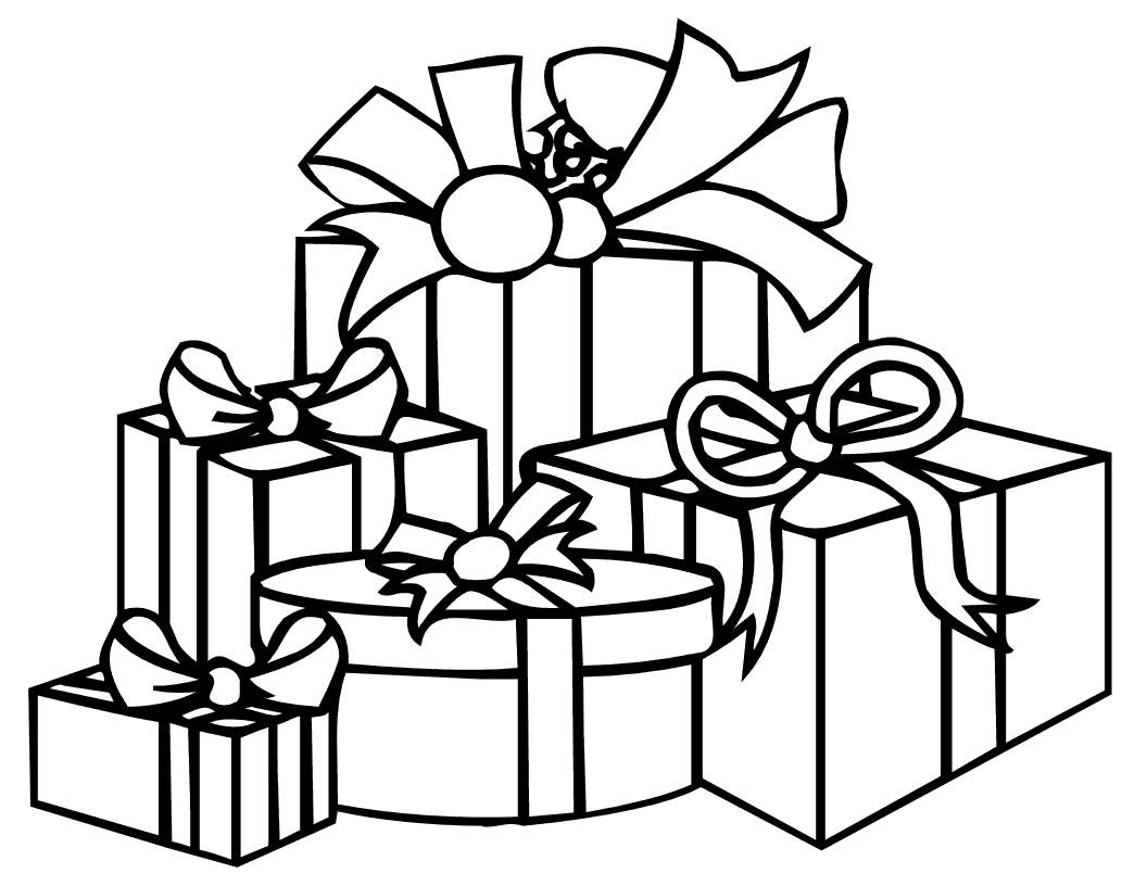 5 Gifts Coloring Pages Christmas | Coloring pages for Christmas | Christmas trees coloring pages