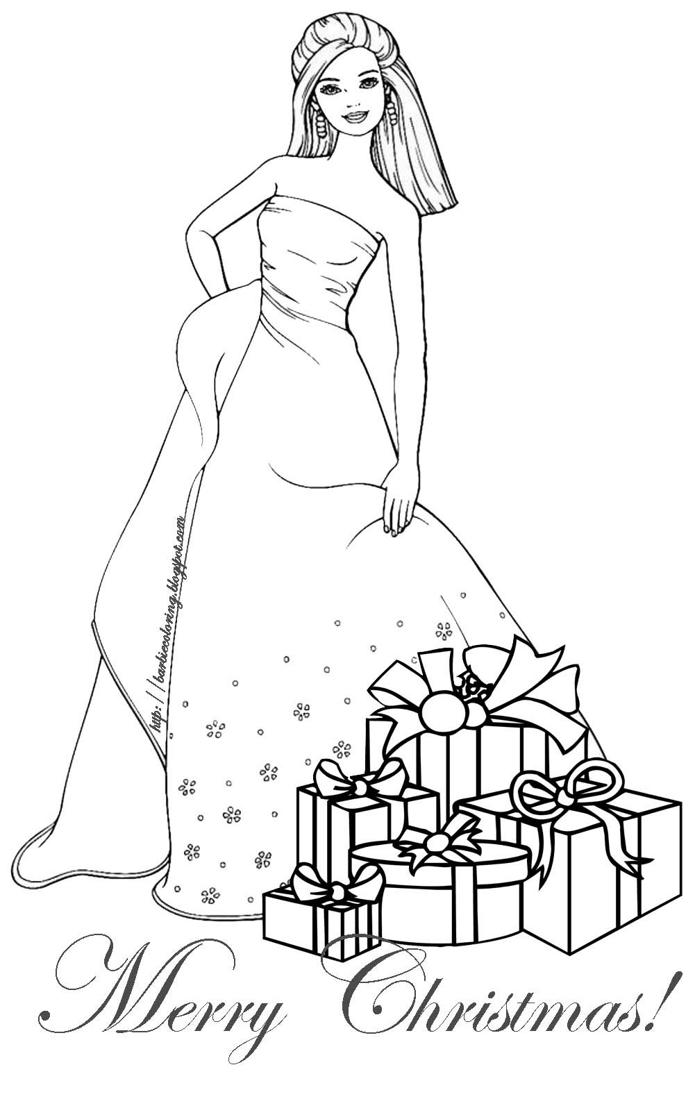  Barbie Coloring Pages Christmas | Coloring pages for Christmas | Christmas trees coloring pages