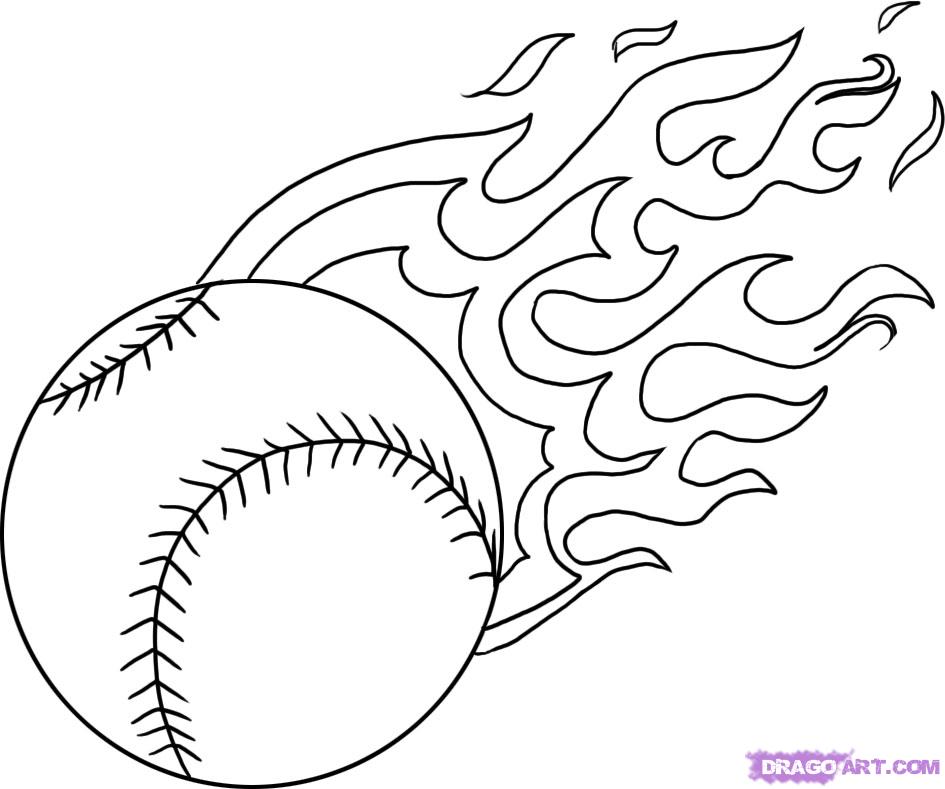  Baseball Ball FLAMES Cool Coloring Pages | Coloring pages for kids | coloring pages for boys |