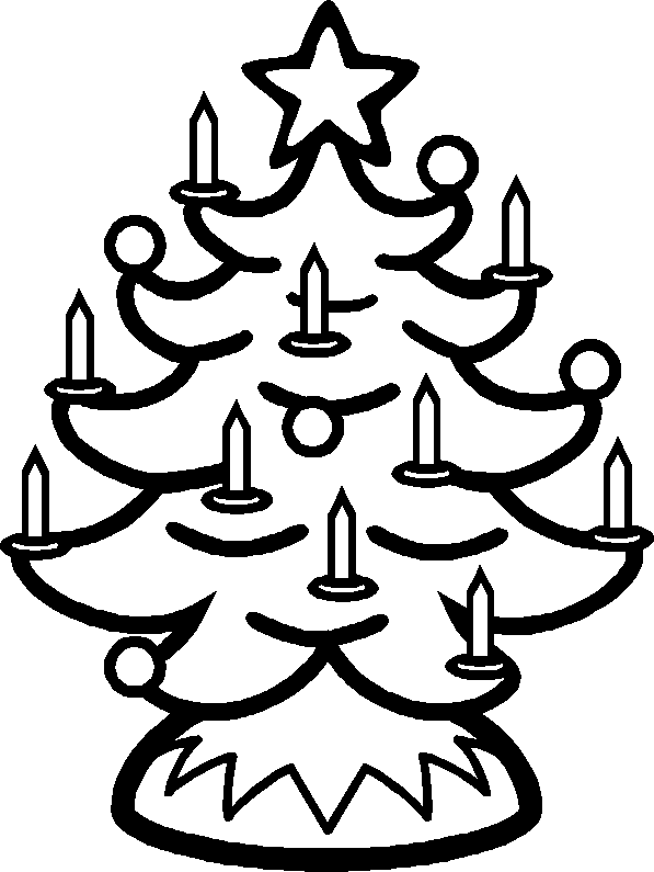 Tree with Candels Coloring Pages Christmas | Coloring pages for Christmas | Christmas trees coloring pages