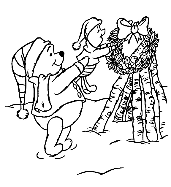 Winnie the Pooh Coloring Pages Christmas | Coloring pages for Christmas | Christmas trees coloring pages