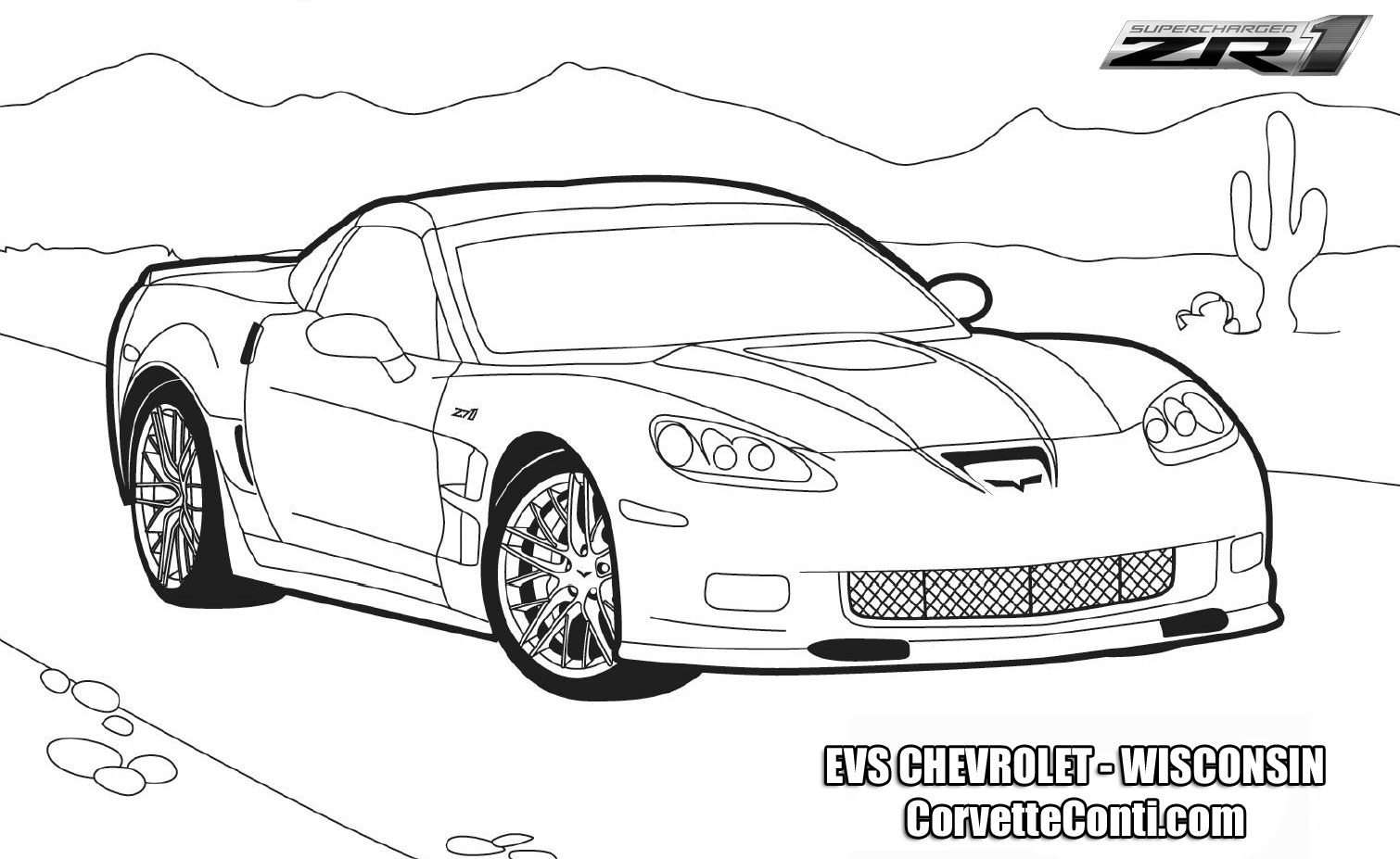  ZR1 Corvette CAR COLORING PAGES | Race car coloring pages