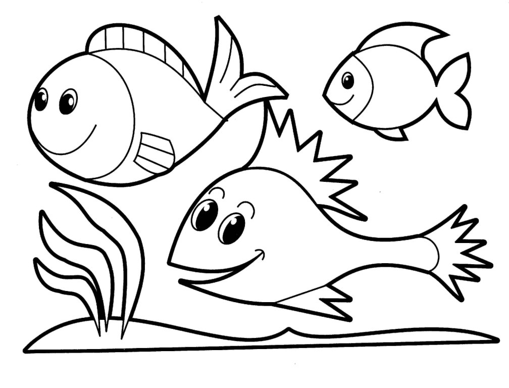  3 Fish Coloring Pages of Animals