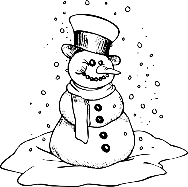 Crazy Snowman Winter Coloring Pages | coloring pages for kids |