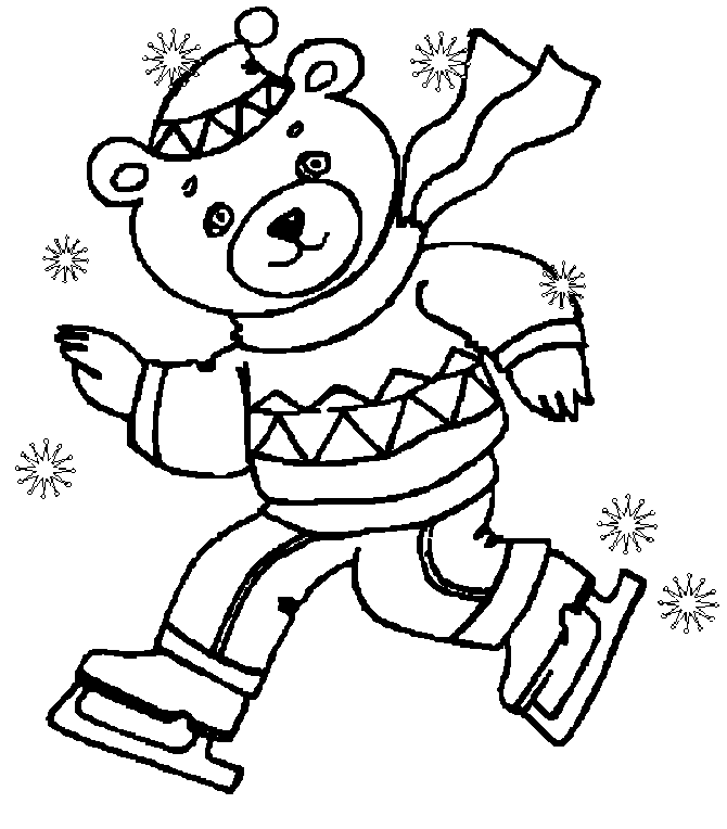 Dancink Bear Winter Coloring Pages | coloring pages for kids |
