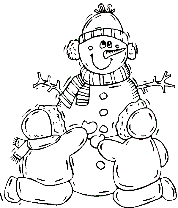 Familly Snowman Winter Coloring Pages | coloring pages for kids |