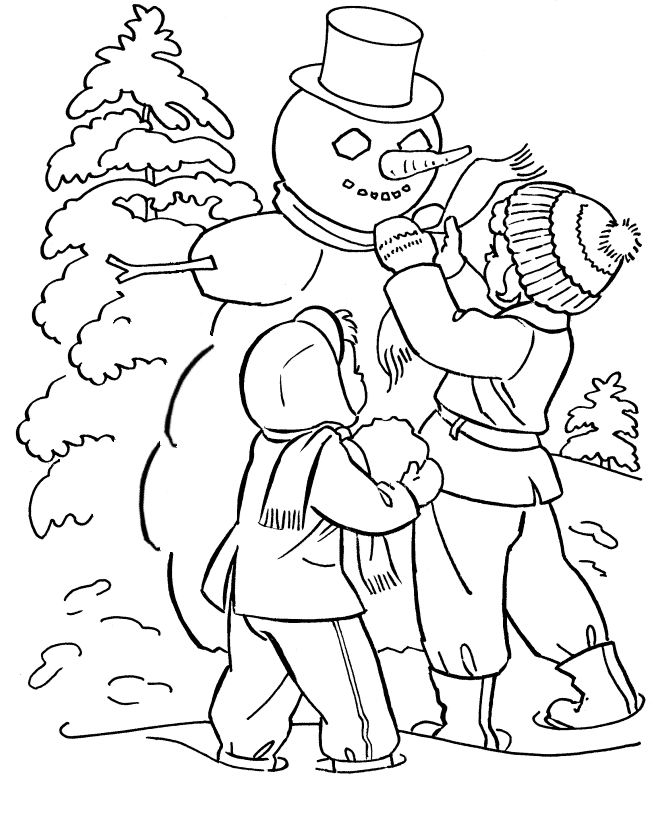 FamillyForest  Snowman Winter Coloring Pages | coloring pages for kids |