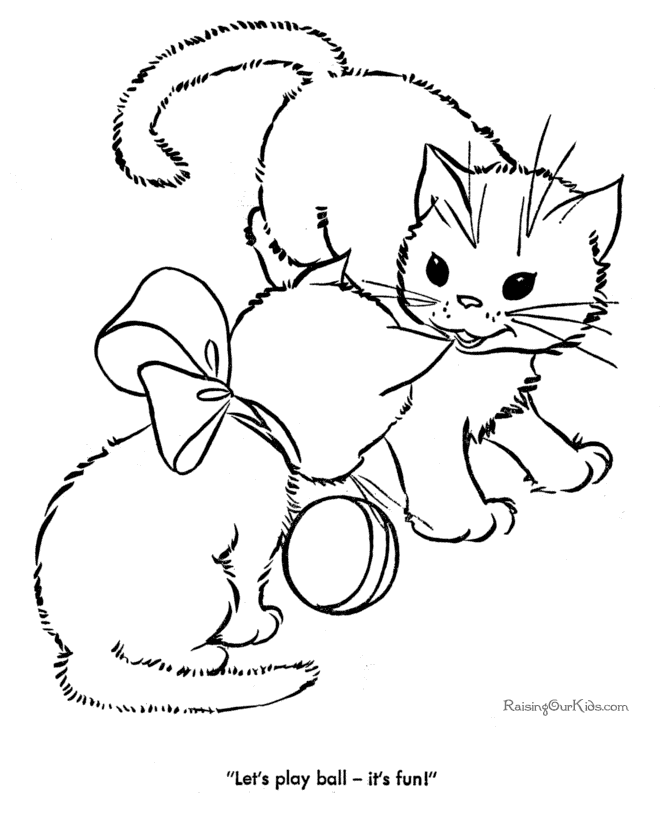 Play ball Cat Coloring Pages | Cats Coloring pages | Cool cats