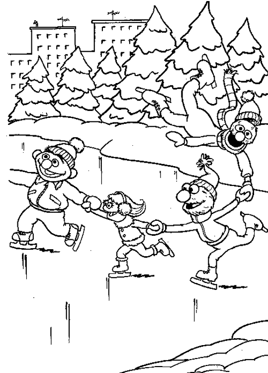 Seasam street Winter Coloring Pages | coloring pages for kids |