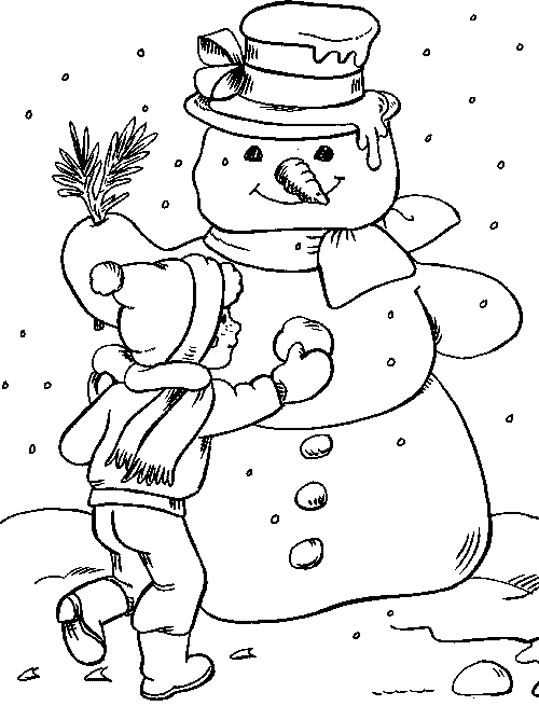 Snowman Winter Coloring Pages | coloring pages for kids |