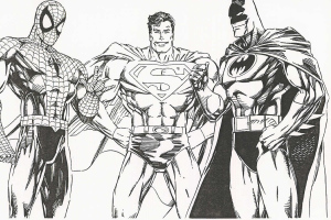 Superman + Batman + Spiderman Coloring Pages