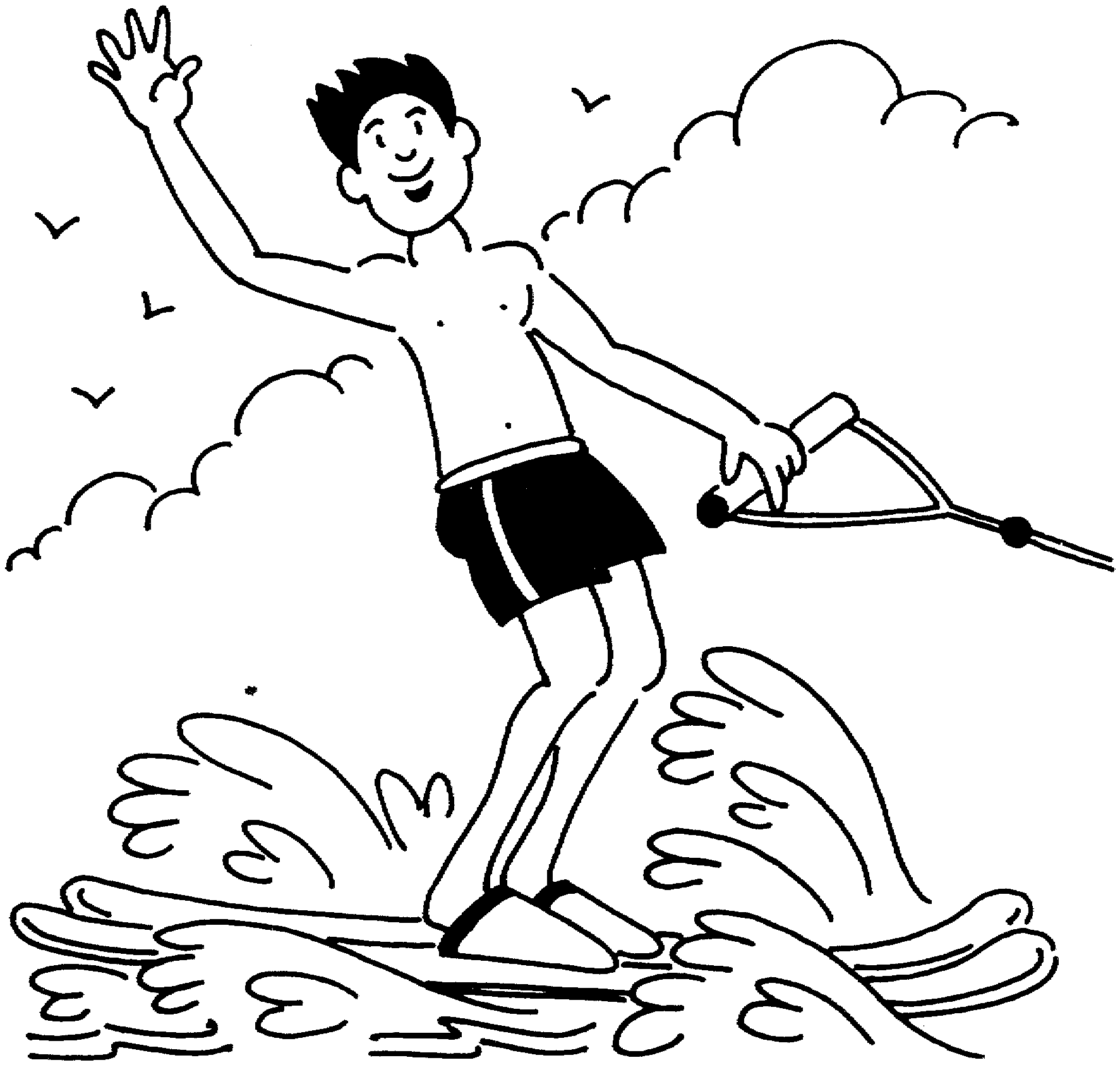 skiing Water Coloring Pages |Spring coloring pages