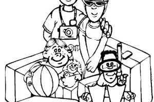 Big Family vacation Printable coloring pages for kids