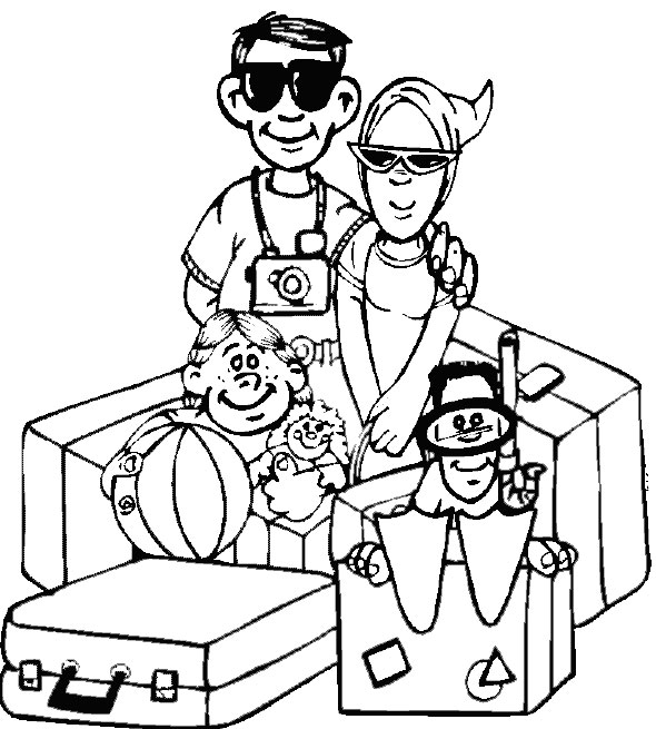  Big Family vacation Printable coloring pages for kids