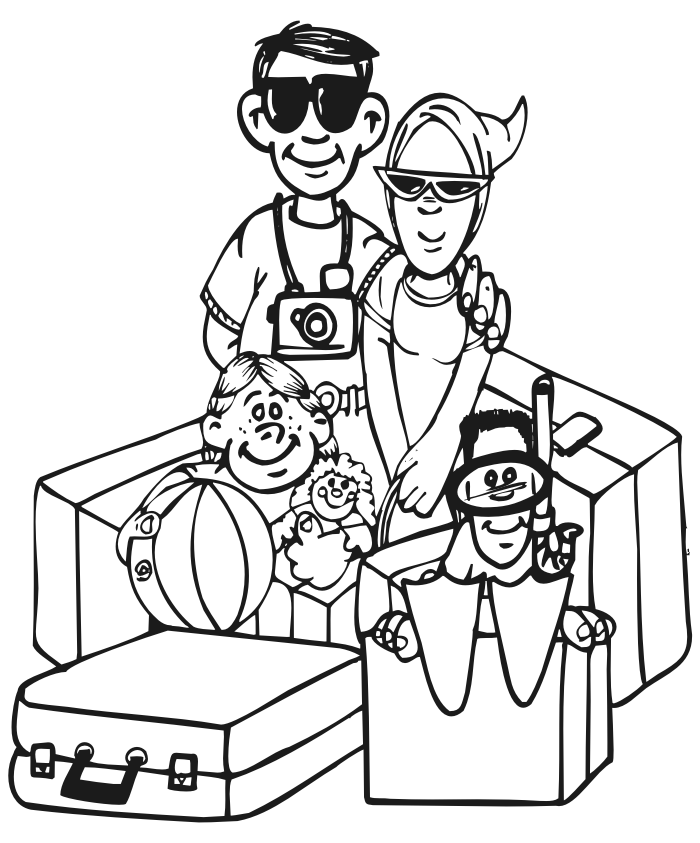 Family vacation Printable coloring pages for kids