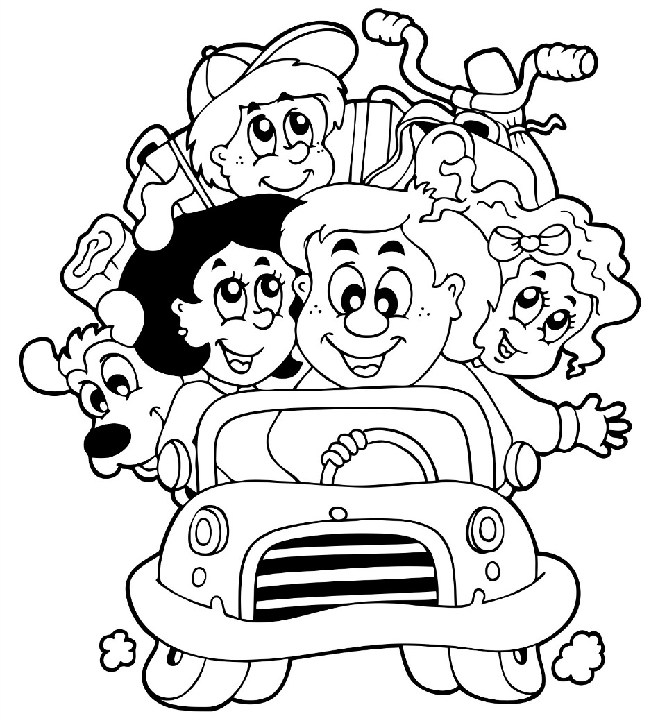  Friends vacation Printable coloring pages for kids